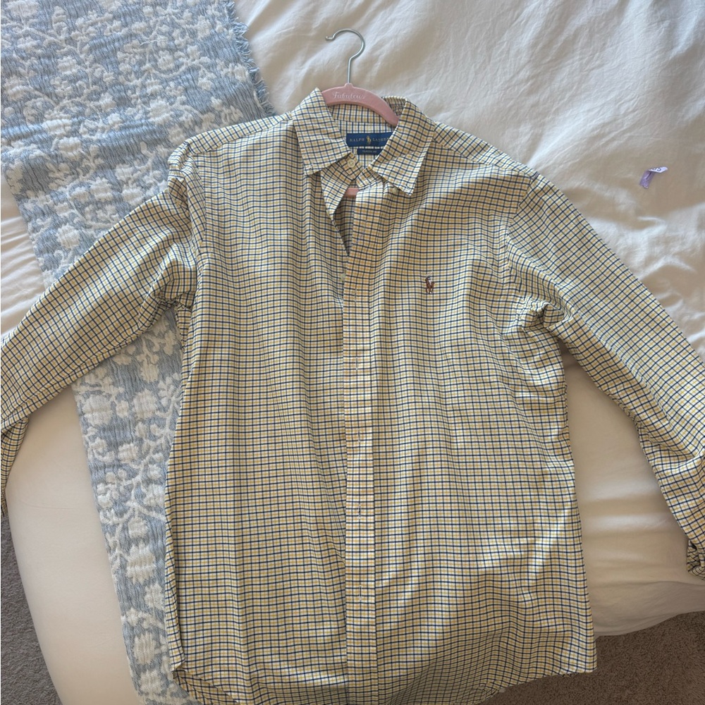 Ralph Lauren Beige and Blue Checkered Shirt